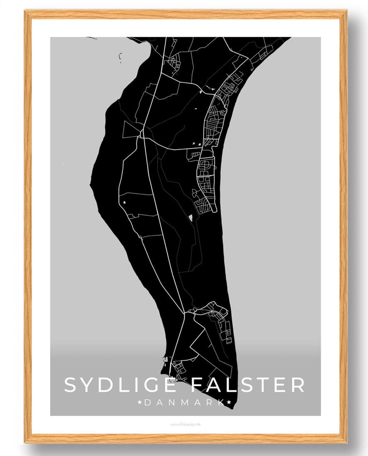 Sydlige Falster plakat - sort (Størrelse: L - 50x70cm (B2))