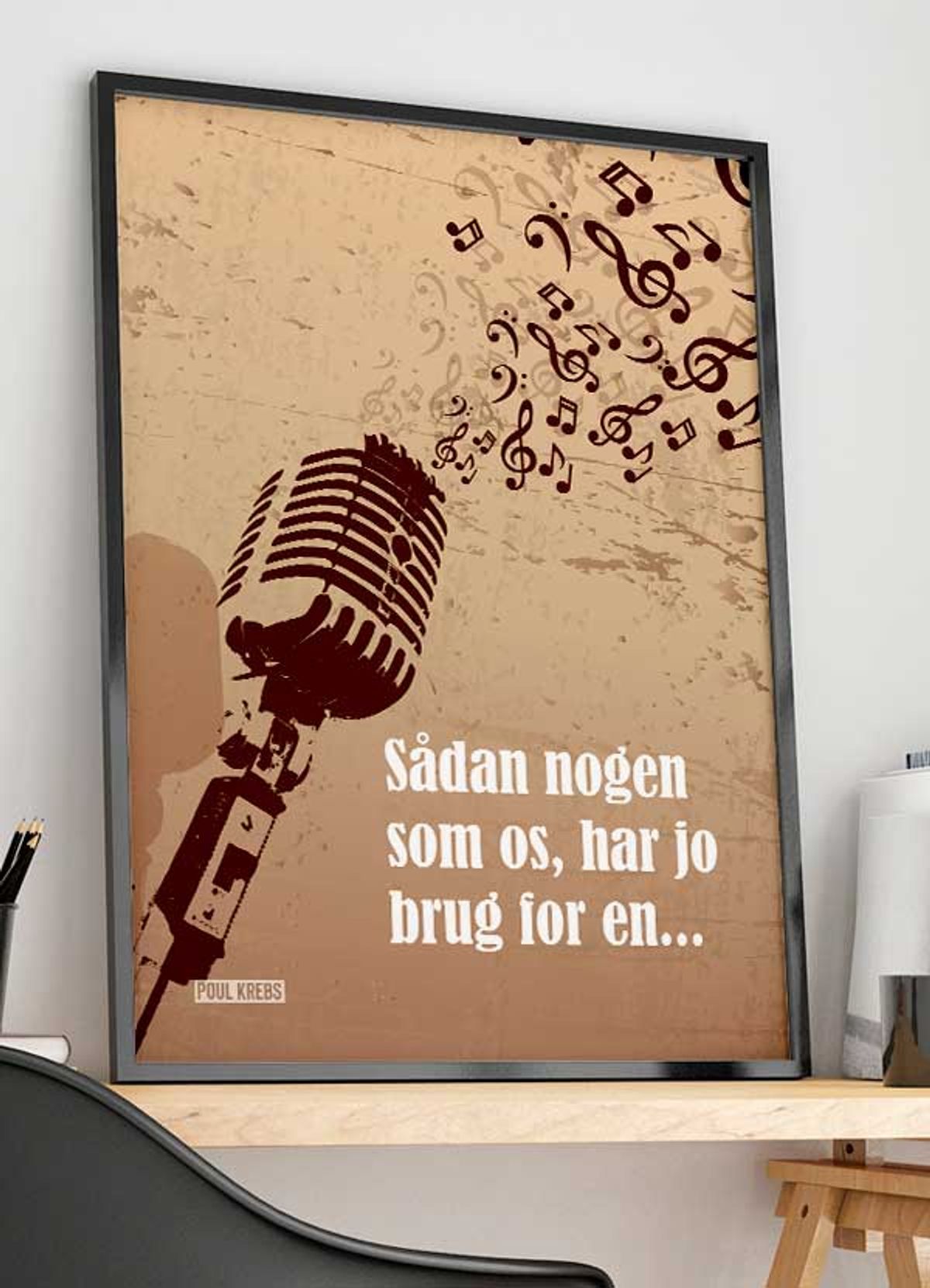 Sådan nogen som os Poul Krebs-plakat med mikrofon-effekt - 50 x 70 cm - Kr. 279,-