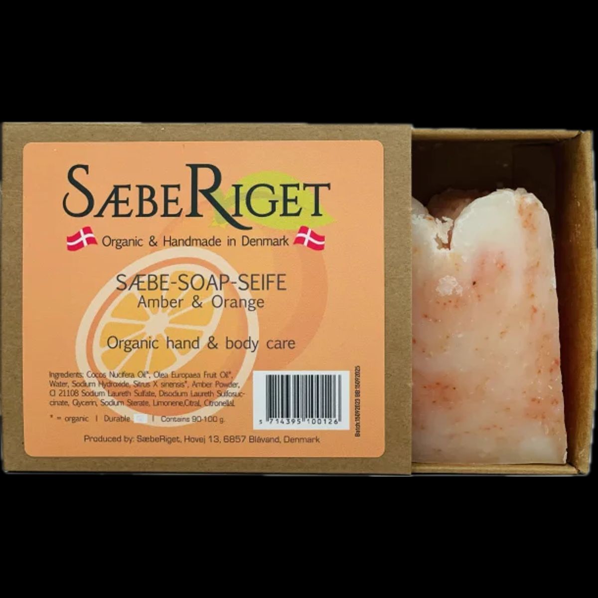 Sæberiget - SæbeRiget Sæbebar - Rav Og Appelsin - 100 Gram