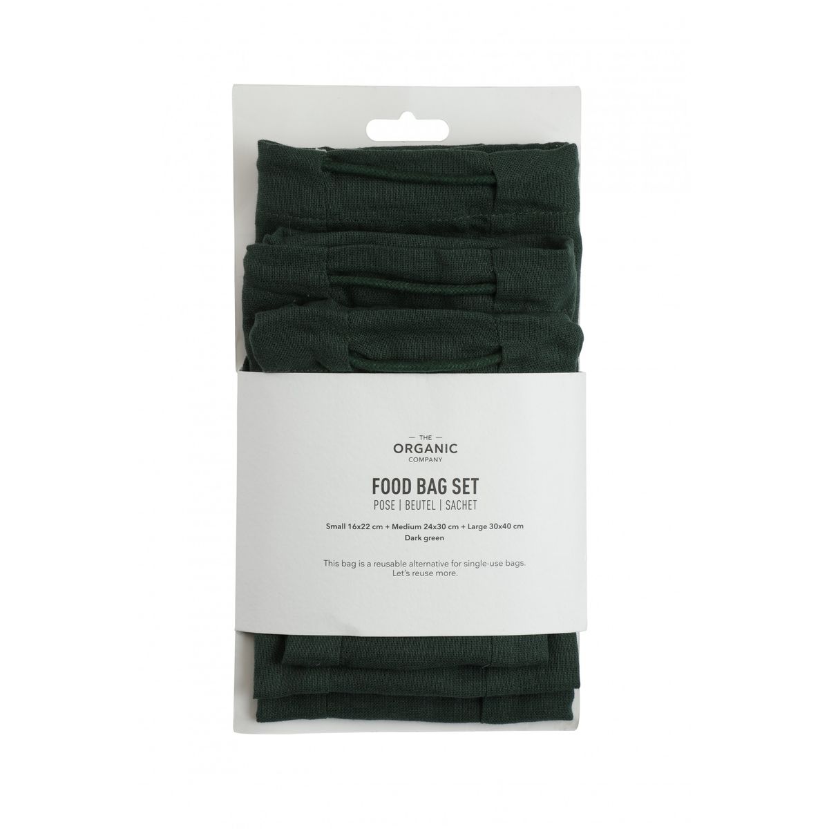 Sæt med 3 Food Bags - S, M, L - Dark Green