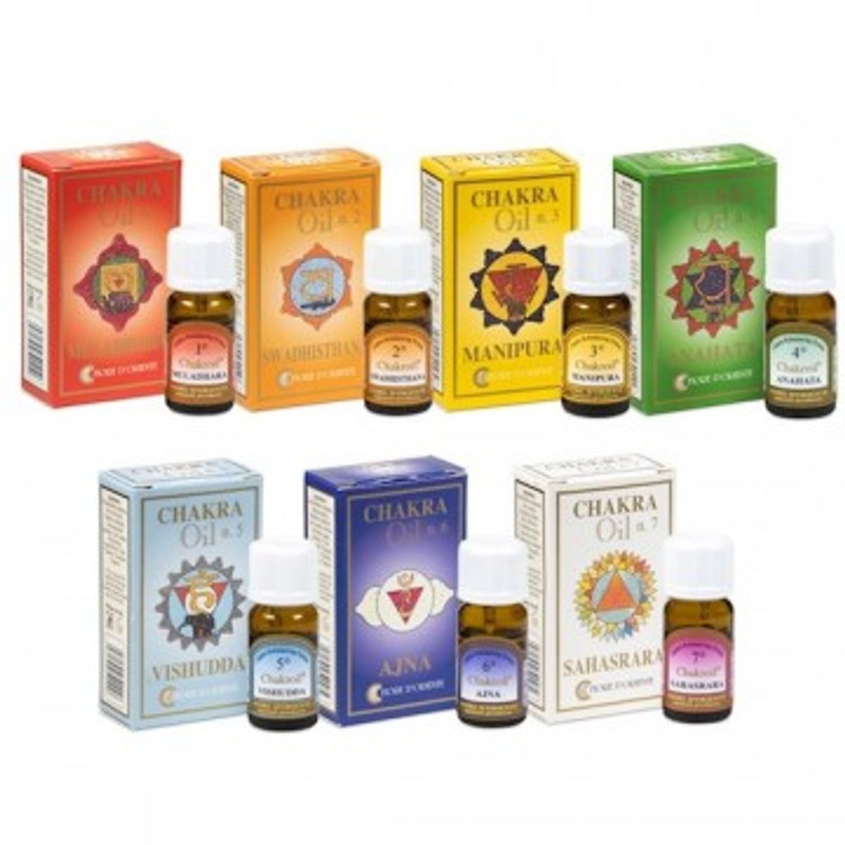 Sæt med 7 chakra olier - Chakra diverse - GodKarmaShop