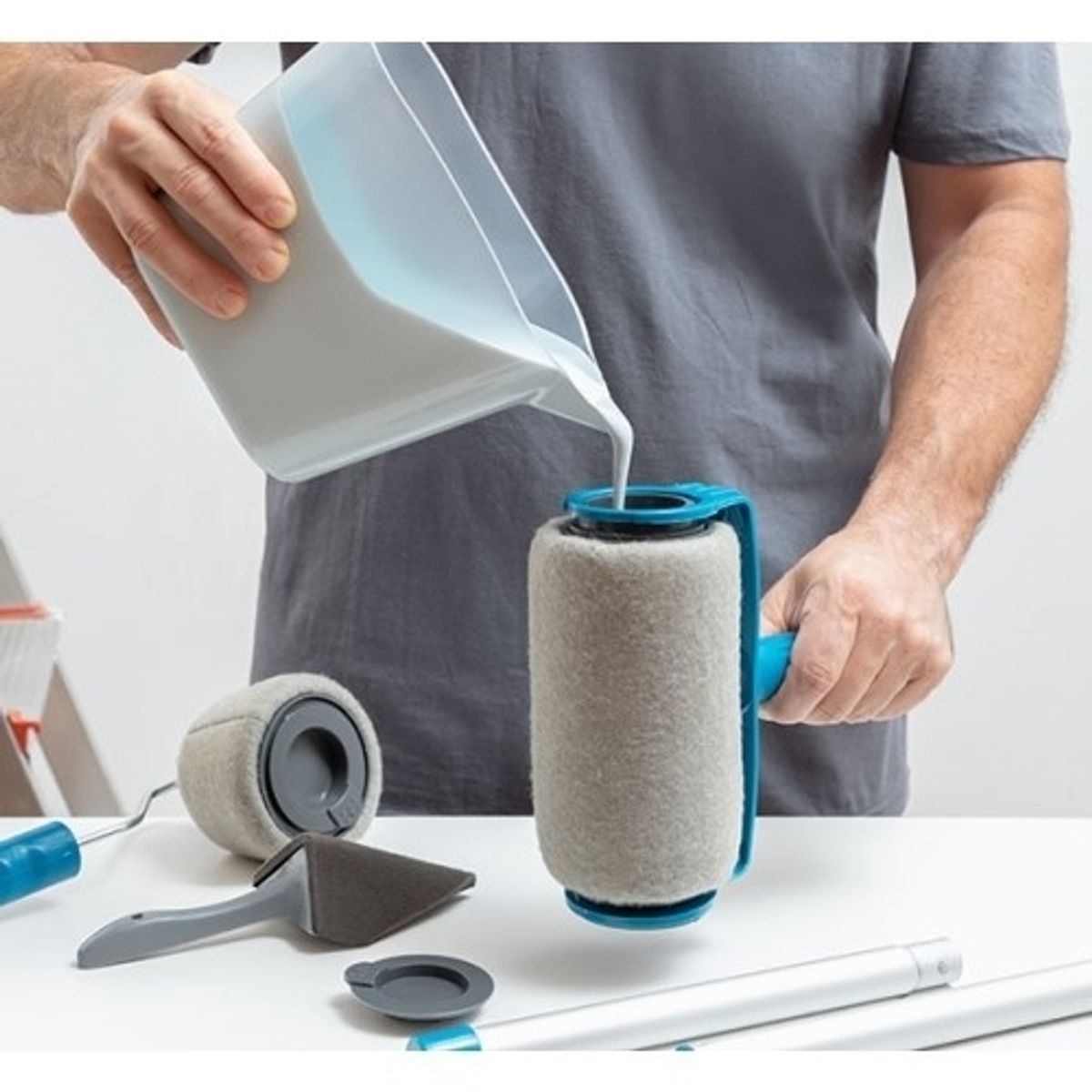 Sæt med genopfyldelige, anti-dryppende malerruller Roll'n'paint - 5 Dele - InnovaGoods