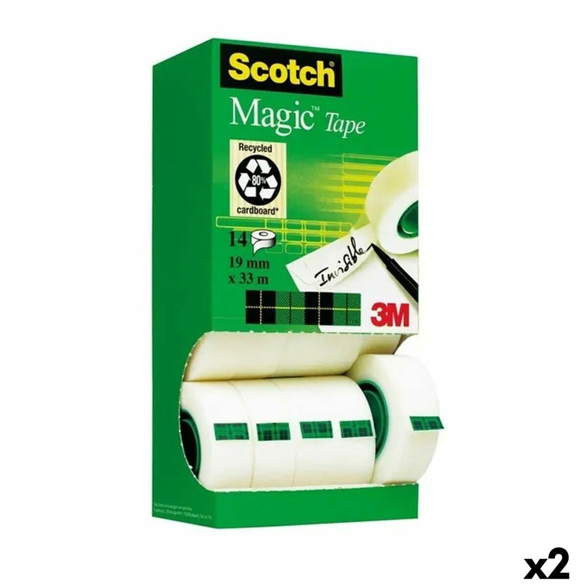 Sæt med Klæbende Tape Scotch Invisible Magic 14 Dele 19 mm x 33 m (2 enheder)