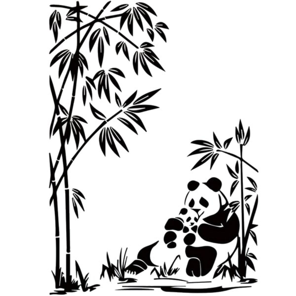 Sød Panda wallsticker. Mor med panda unge. 60x43cm