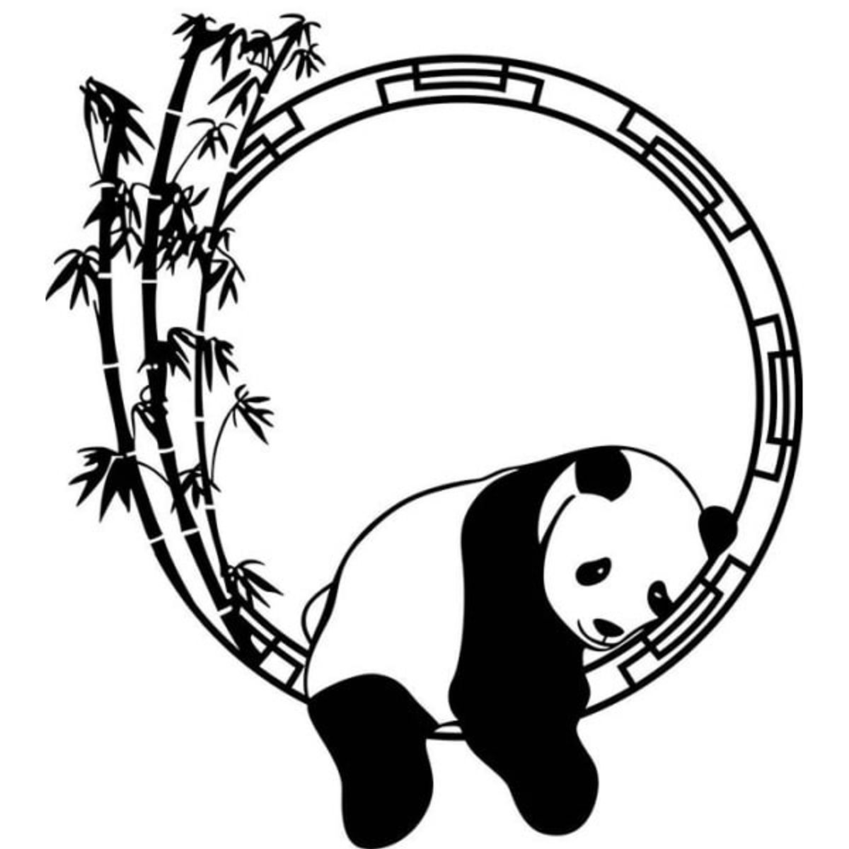 Sød Panda wallsticker. Panda slapper af. Sort/Hvid.