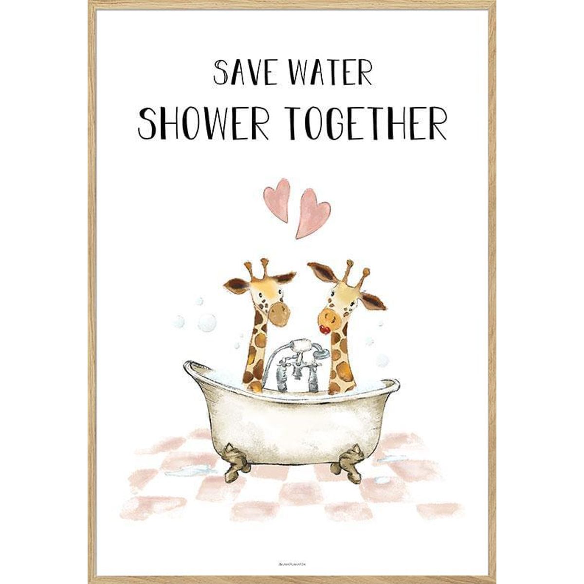 Sød plakat til badeværelset - Shower together