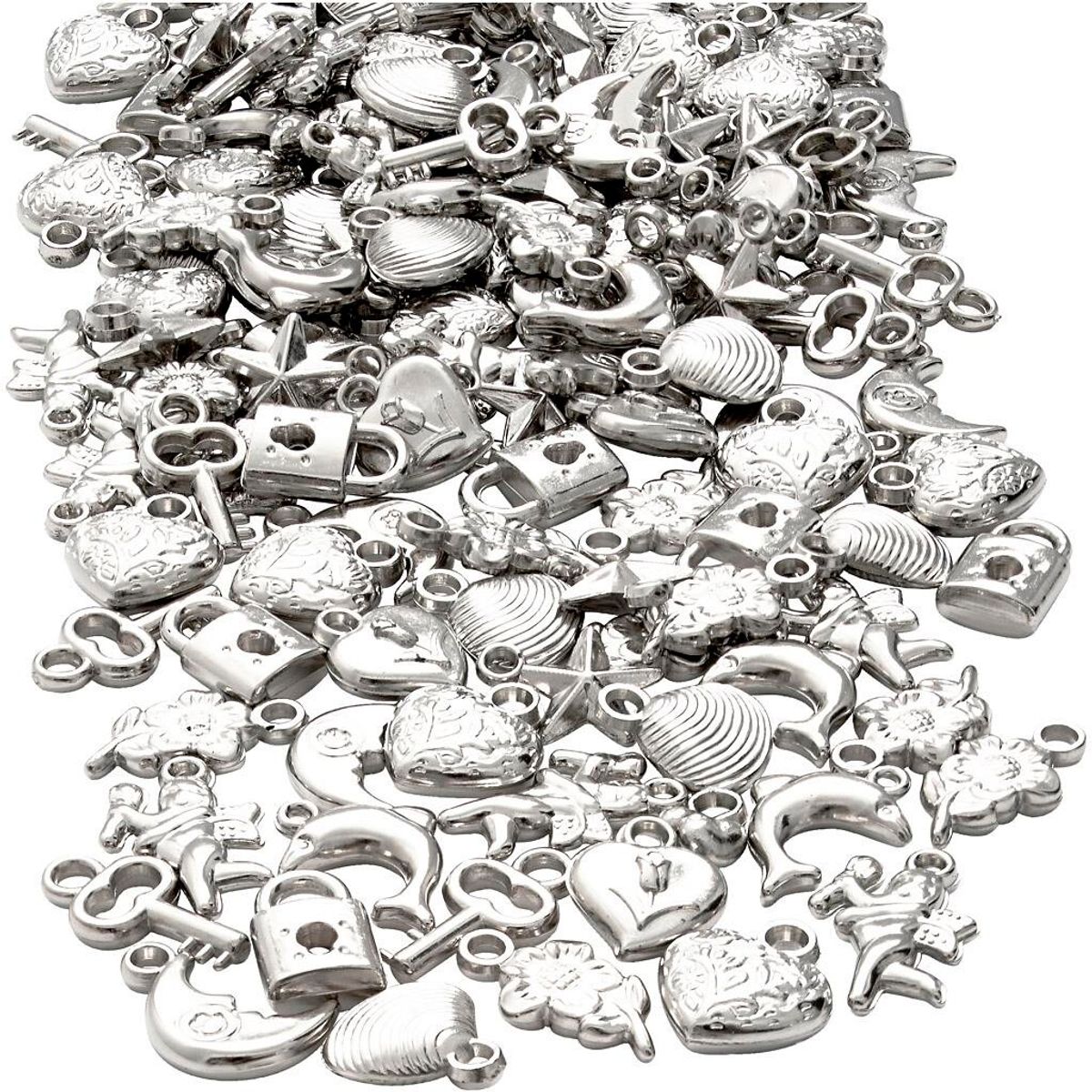 Sølvcharms, 15-20 mm, 80 g