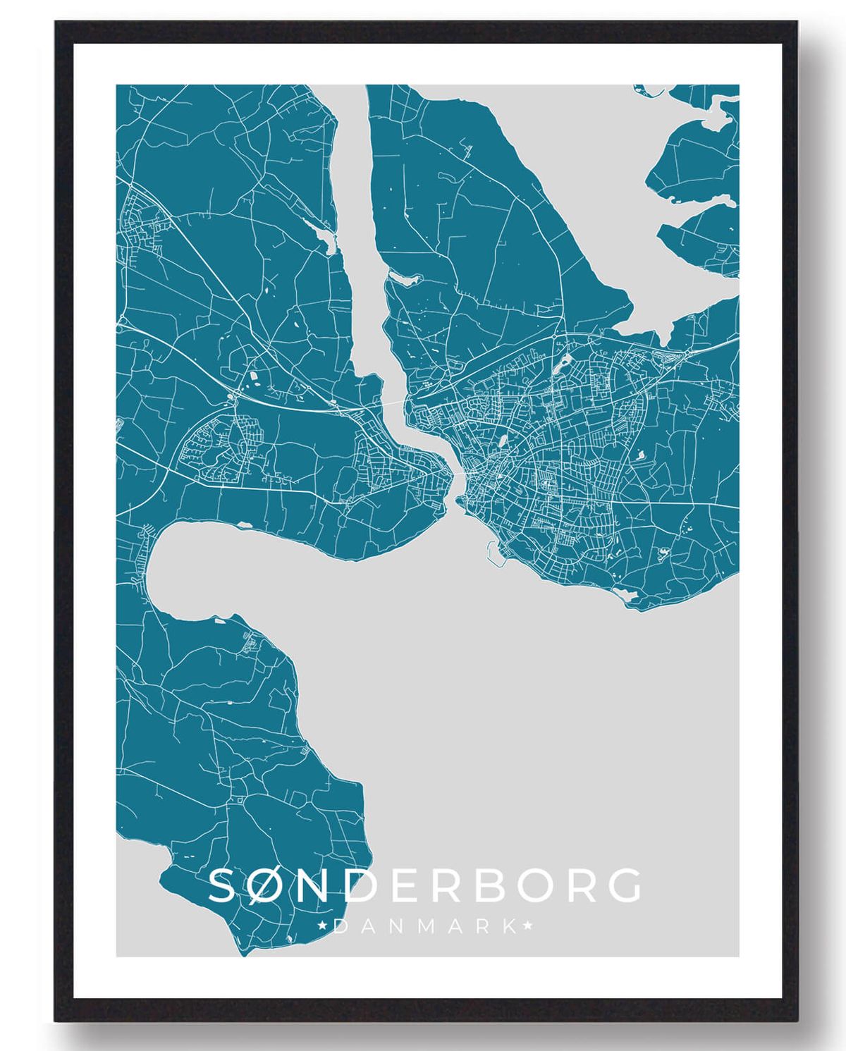 Sønderborg by plakat - blå (Størrelse: L - 50x70cm (B2))