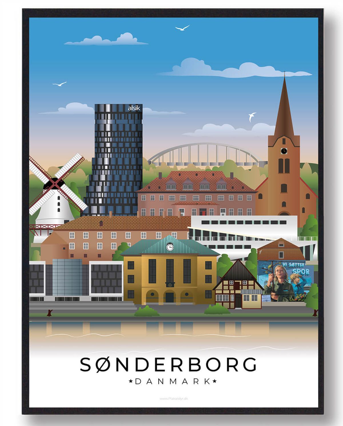 Sønderborg byplakat (RESTPARTI) (Størrelse: L - 50x70cm (B2))