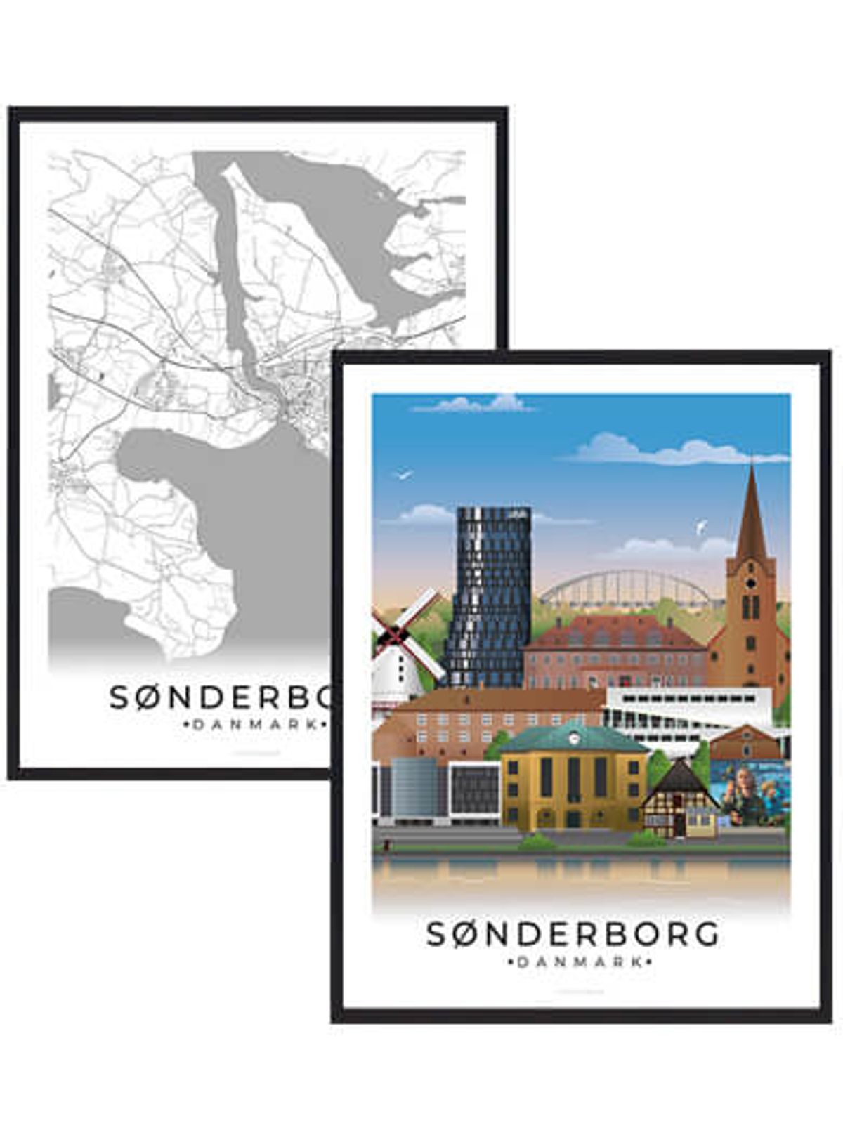 Sønderborg byplakatsæt (Størrelse: M - 30x40cm)