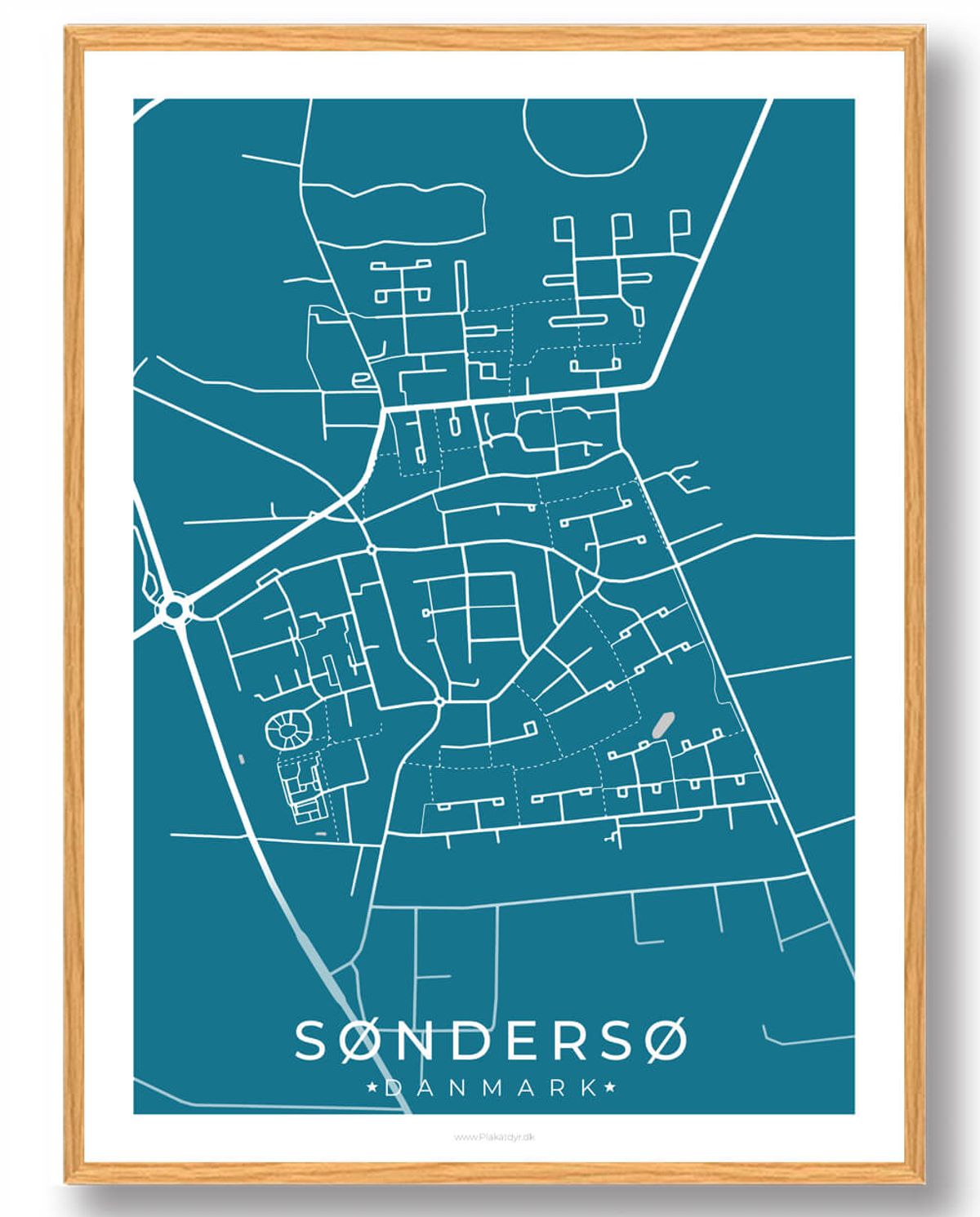 Søndersø by plakat - blå (Størrelse: M - 30x40cm)