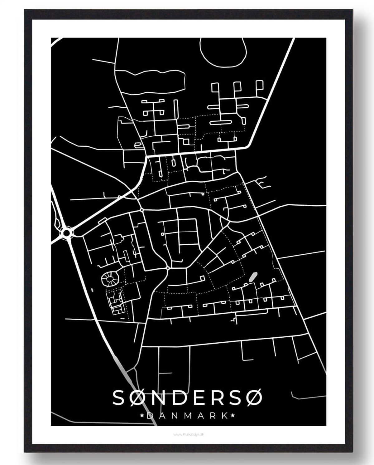 Søndersø by plakat - sort (Størrelse: M - 30x40cm)