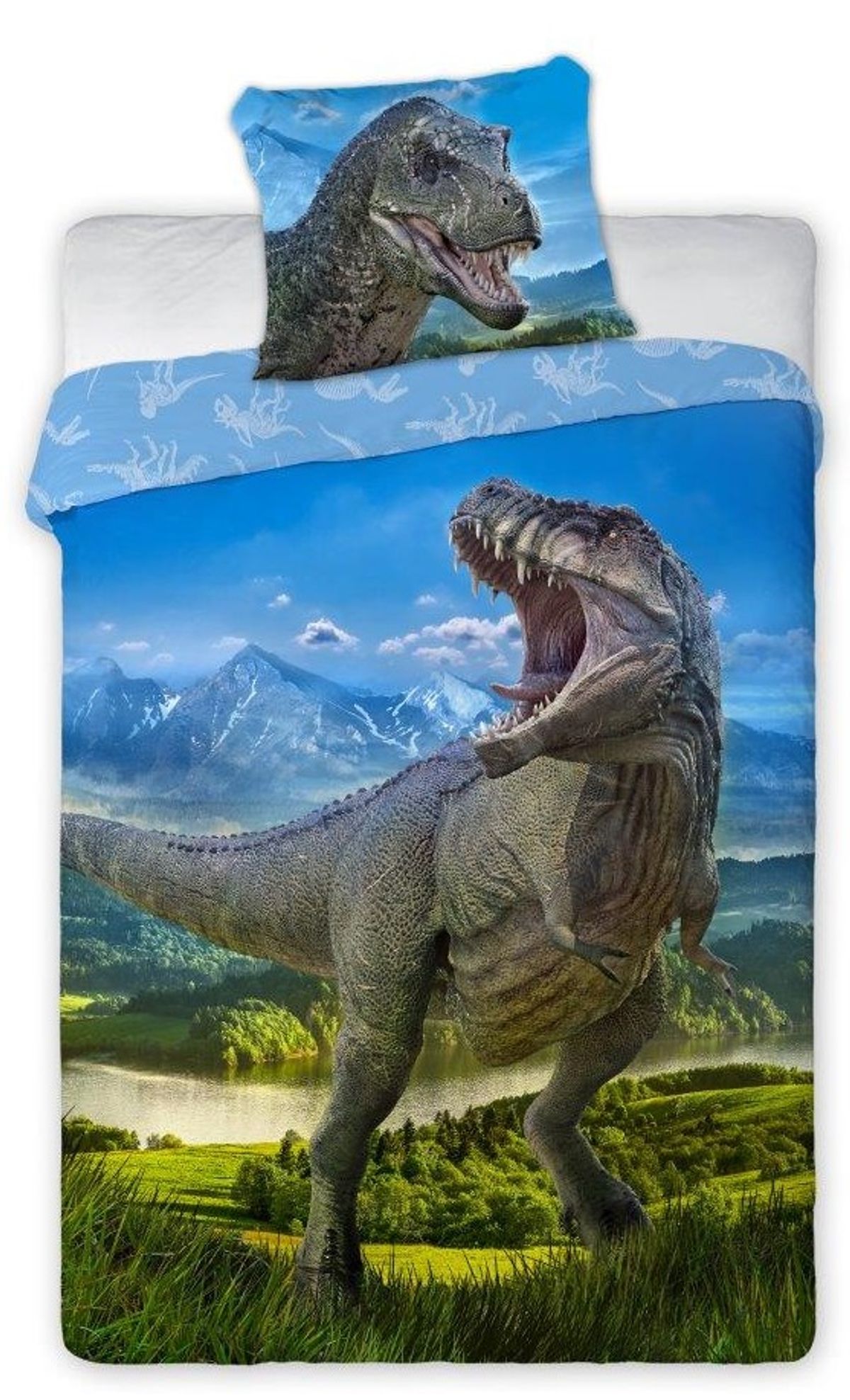 T-Rex Dinosaur Sengetøj 140x200 cm - 100 procent bomuld