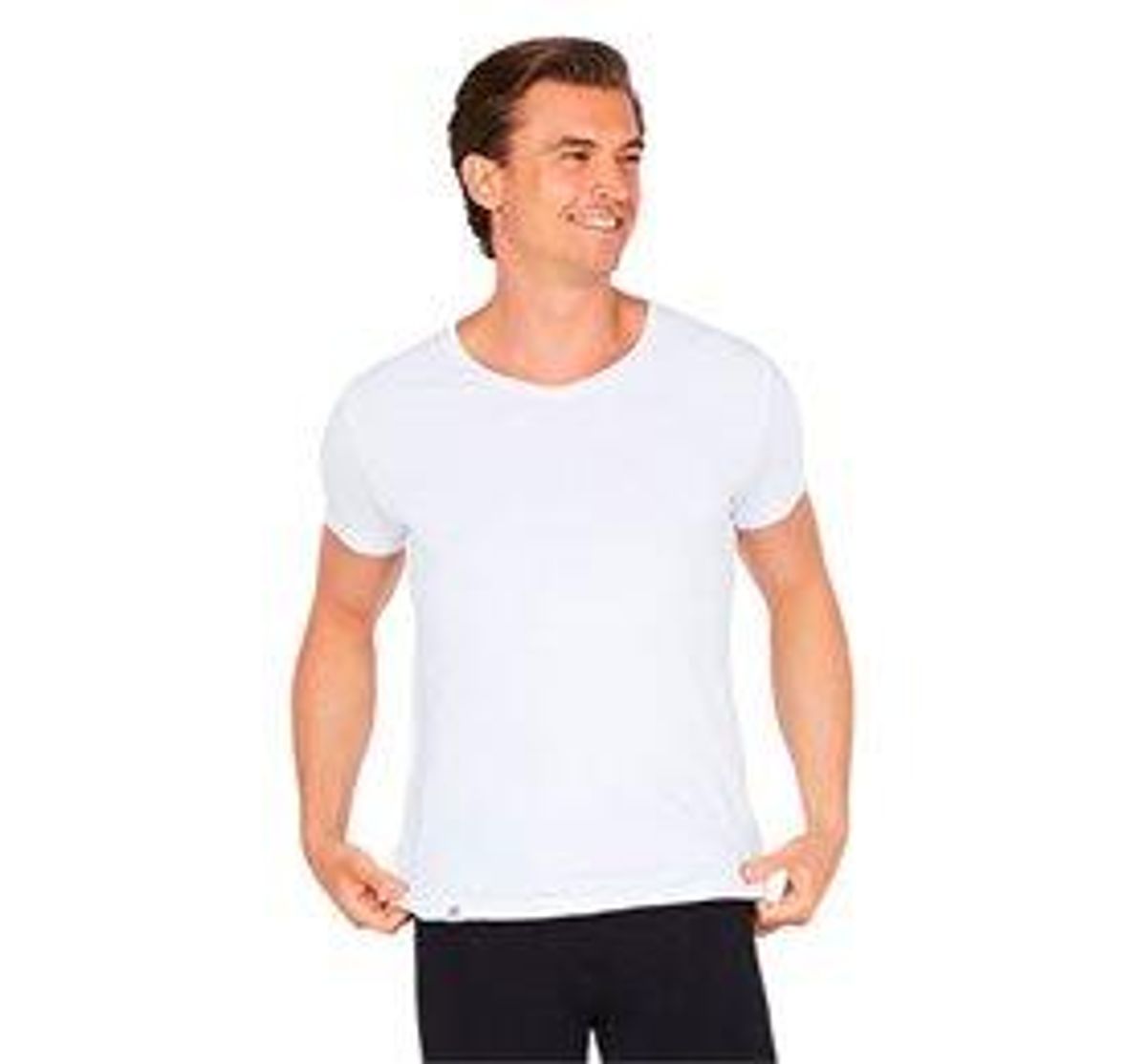 T-Shirt Herre V-hals hvid str. L