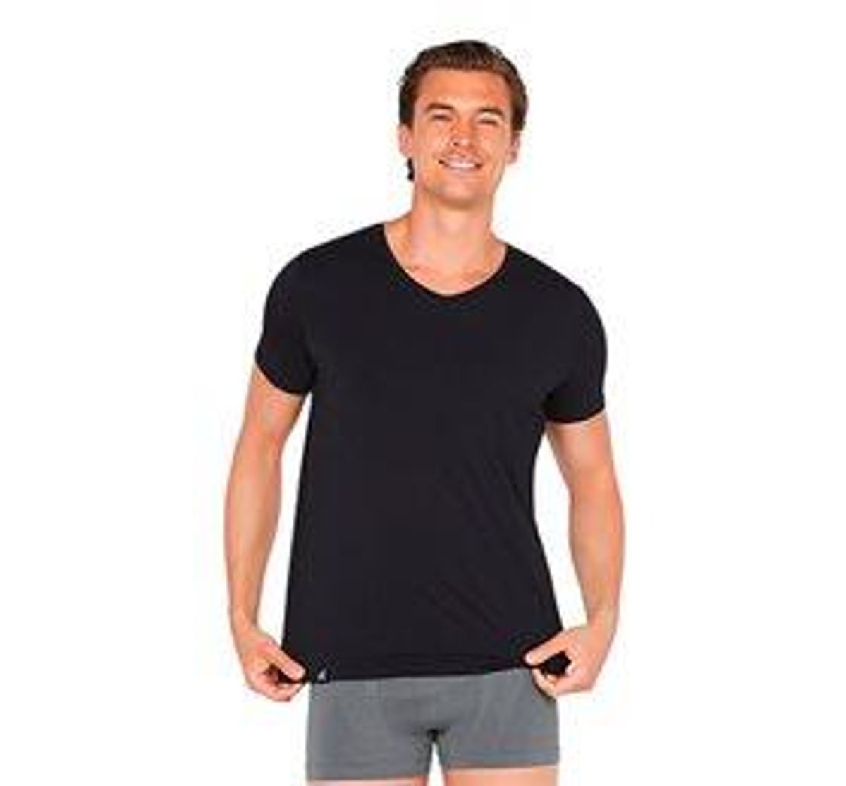 T-shirt Herre V-hals sort str. XL