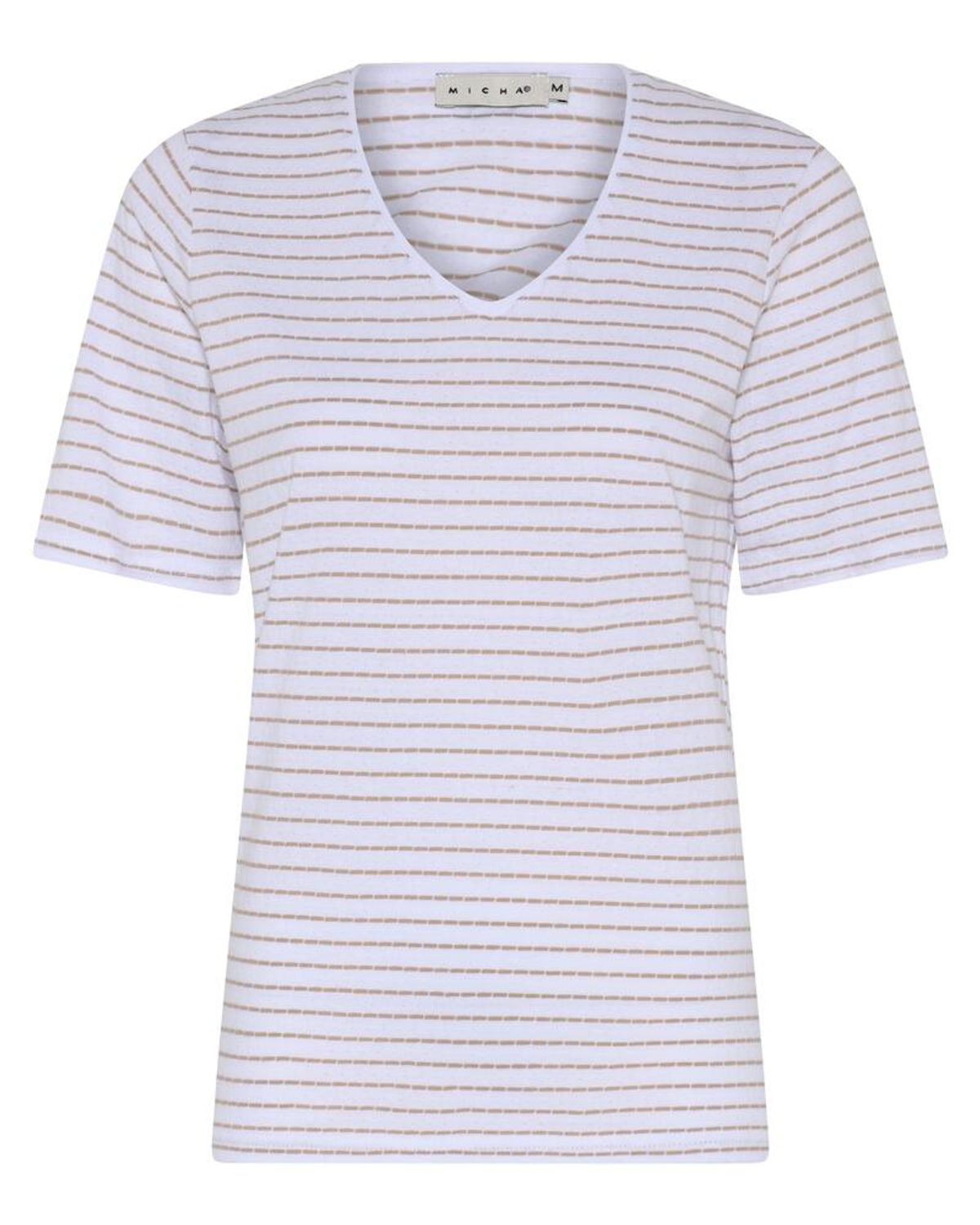 T-shirt - Petite Stripe - Hvid/Nougat - Micha