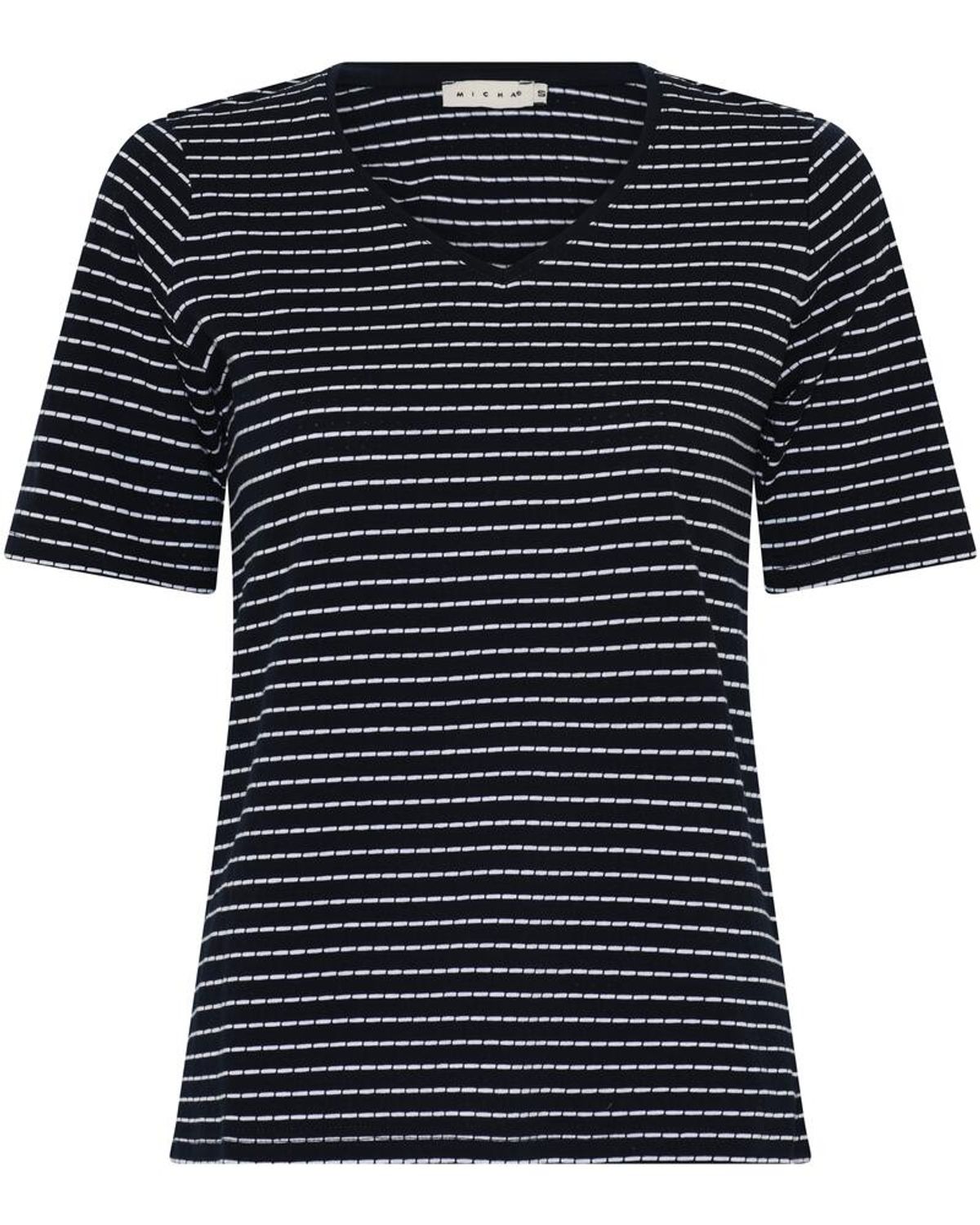 T-shirt - Petite Stripe - Navy/Hvid - Micha