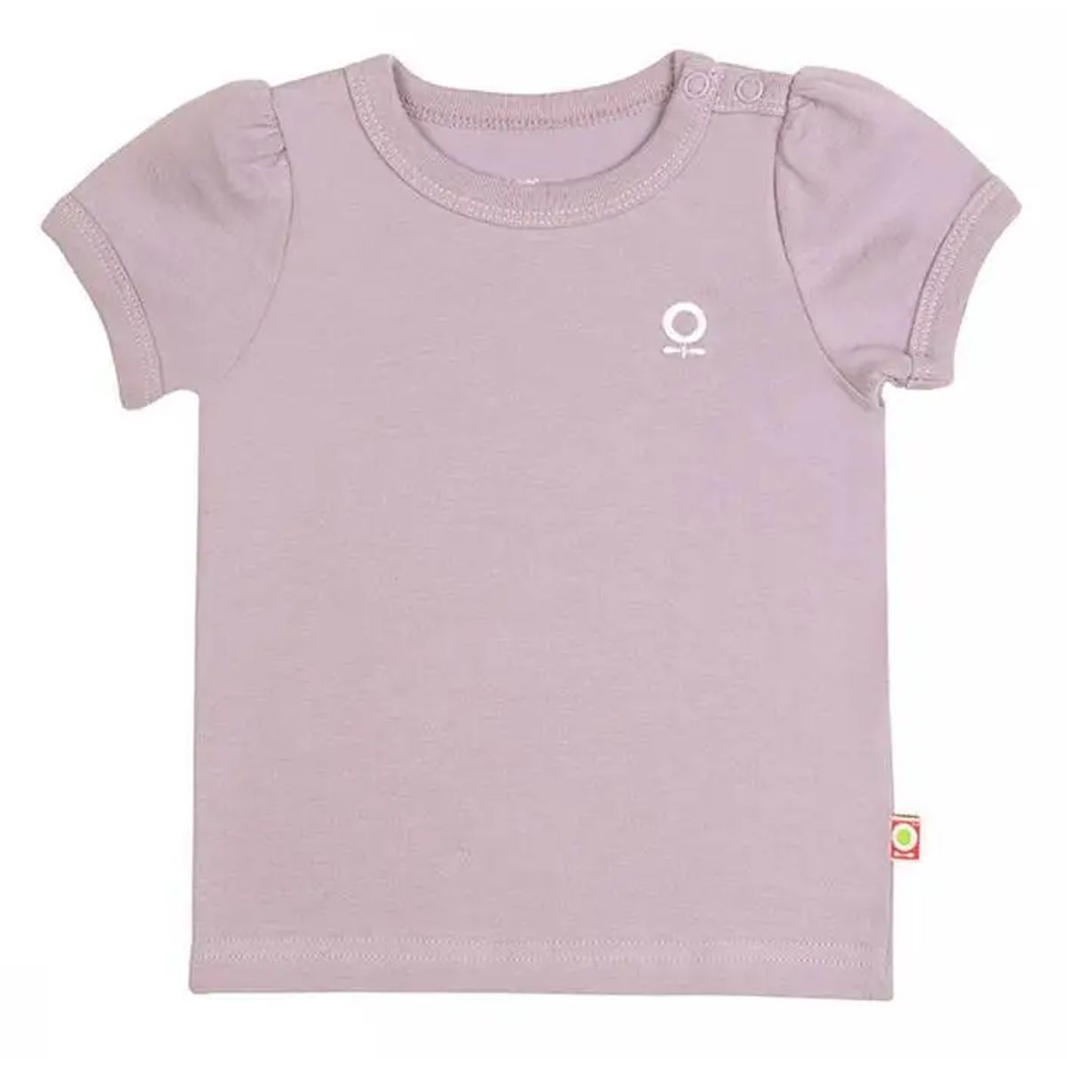 T-shirt til baby i rosa økologisk bomuld med Puff