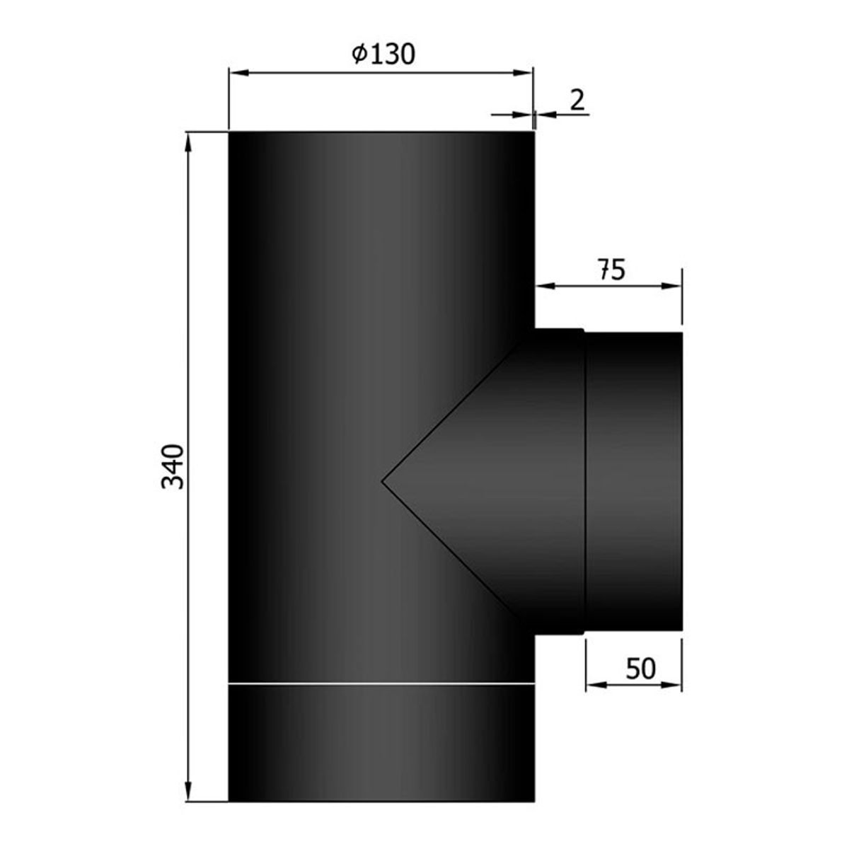 T-stykke Hun/Han m. Sodpotte Ø130 mm