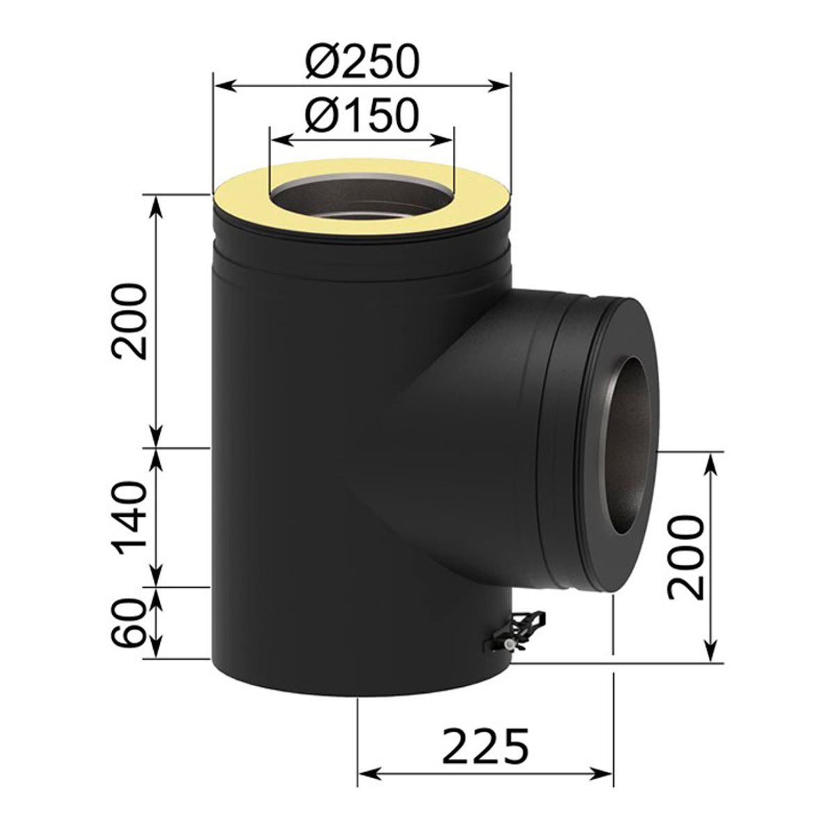 T-stykke Ø150 mm Design Line