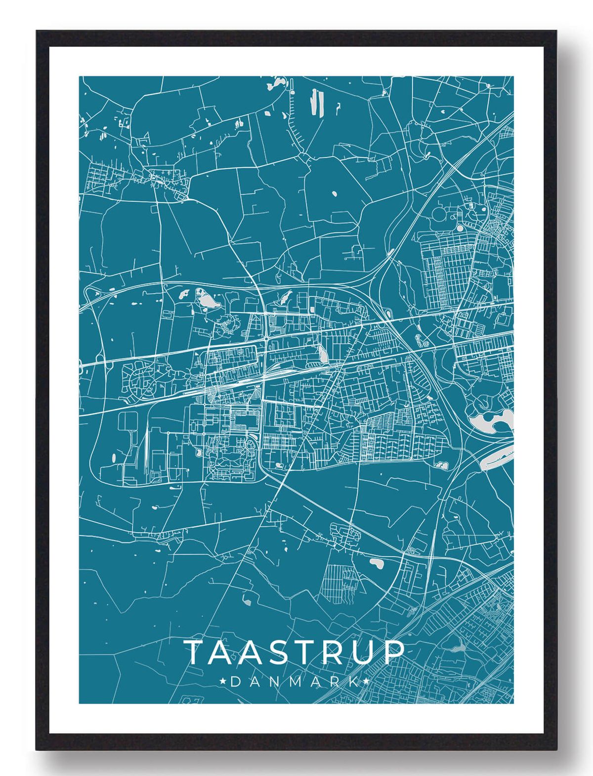 Taastrup by plakat - blå (Størrelse: L - 50x70cm (B2))