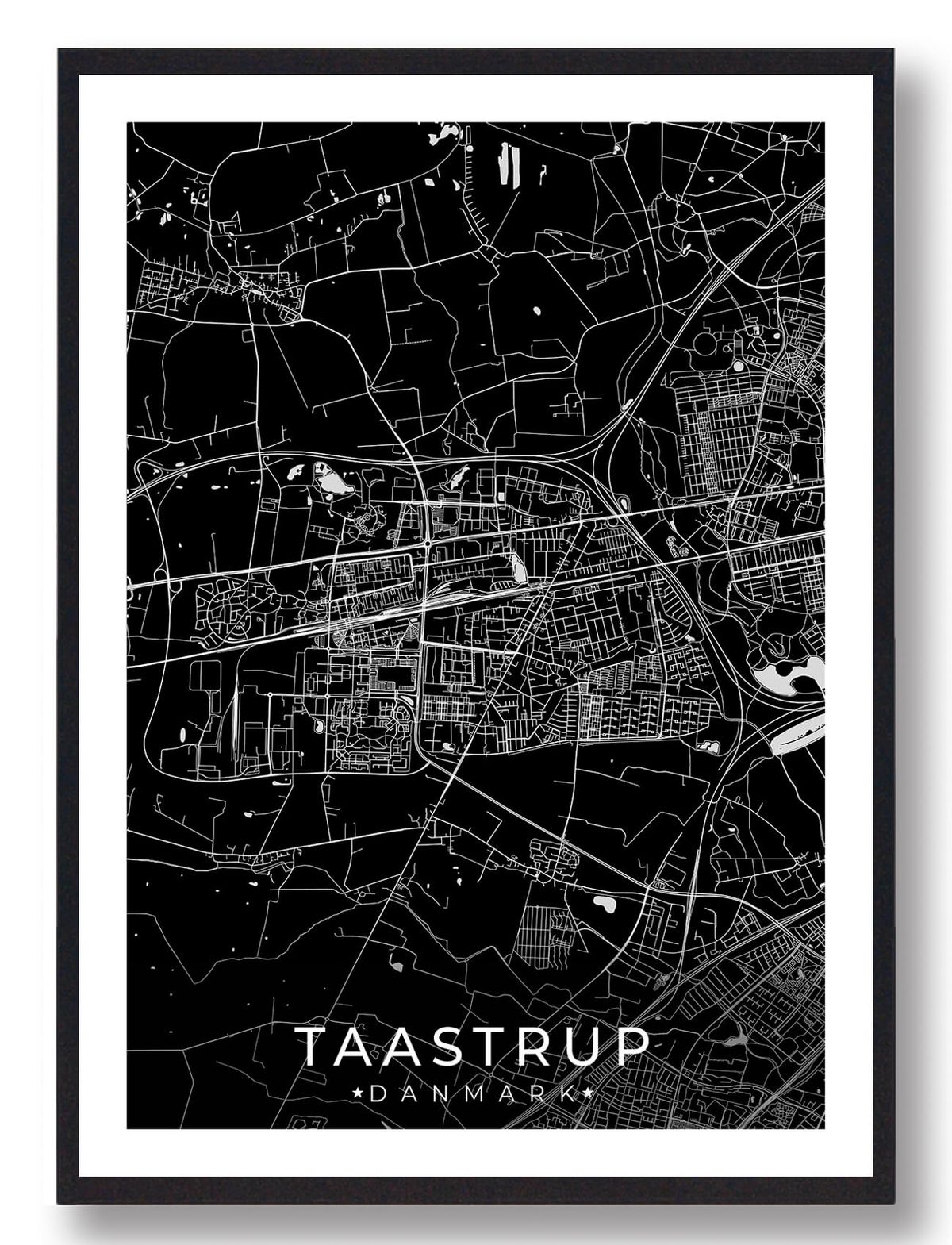 Taastrup by plakat - sort (Størrelse: L - 50x70cm (B2))