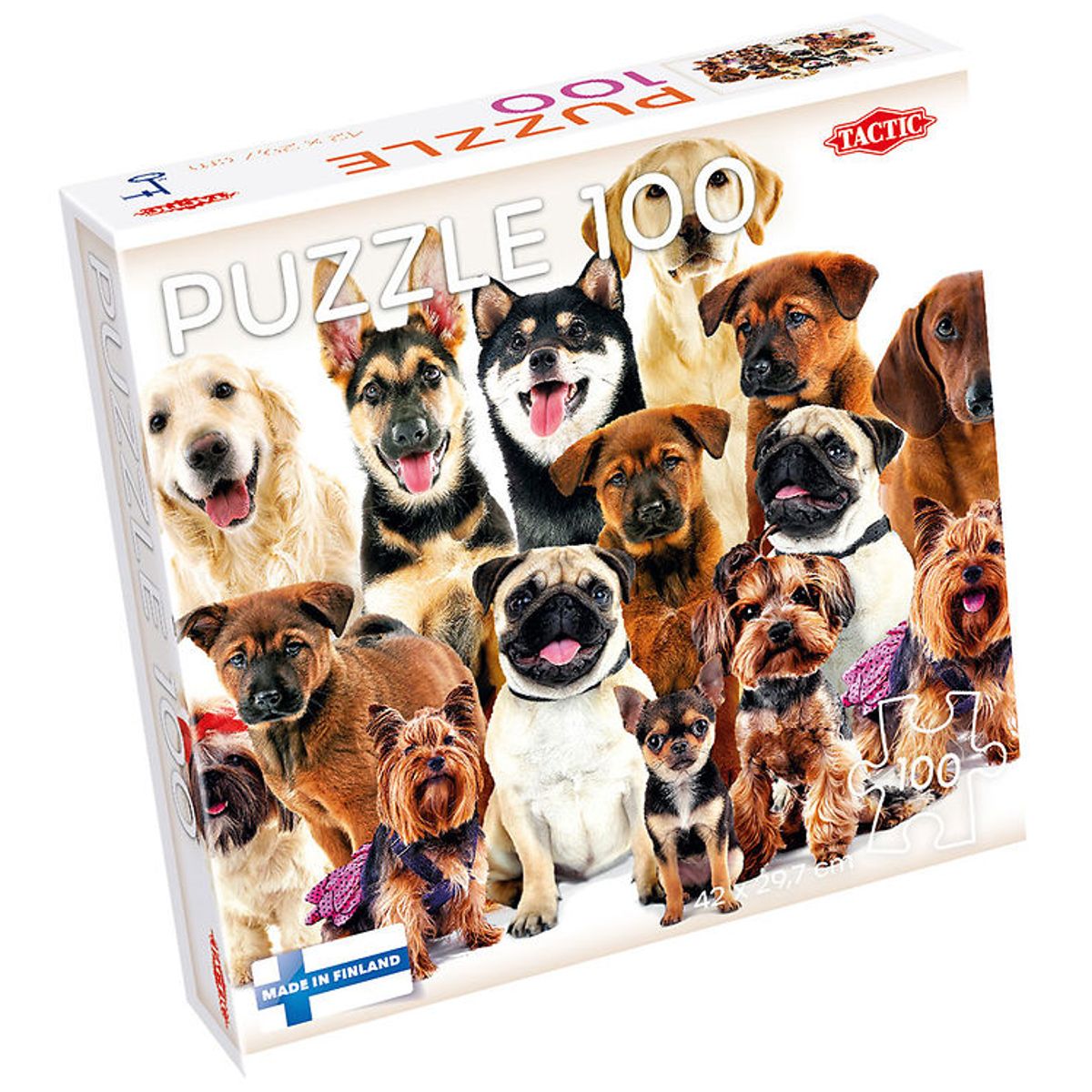 TACTIC Puslespil - Group of Cute Dogs - 100 Brikker