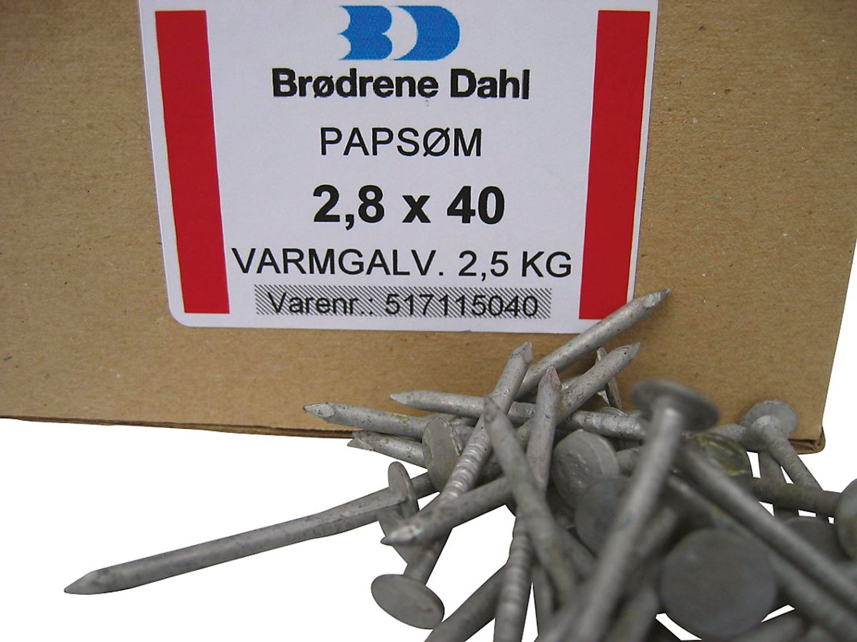 Tagpapsøm 2,8x40mm Varmgalvaniseret - 932 stk. pr. pakke