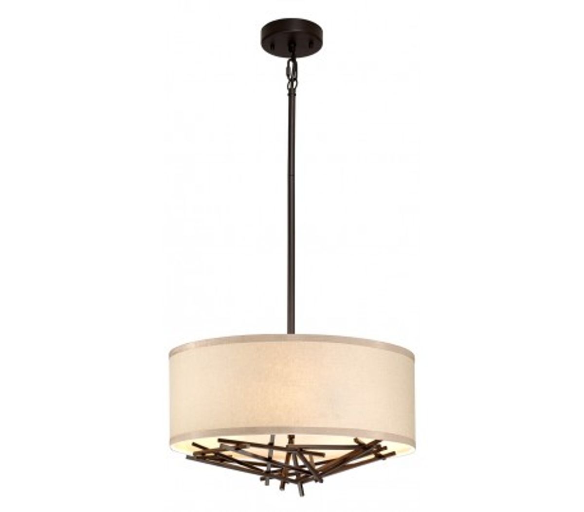 Taiko Loftlampe i stål og tekstil Ø40 cm 3 x E27 - Antik bronze/Natur