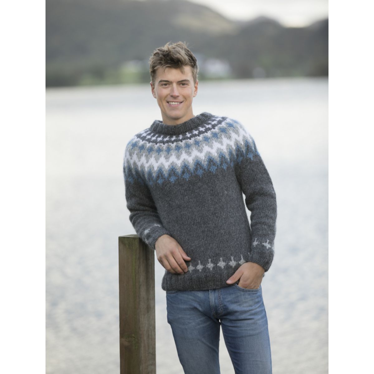 "Takk" Genser - Viking Design 2107-2 Kit - XS-XXXL - Viking Alpaca Bris, fra Viking