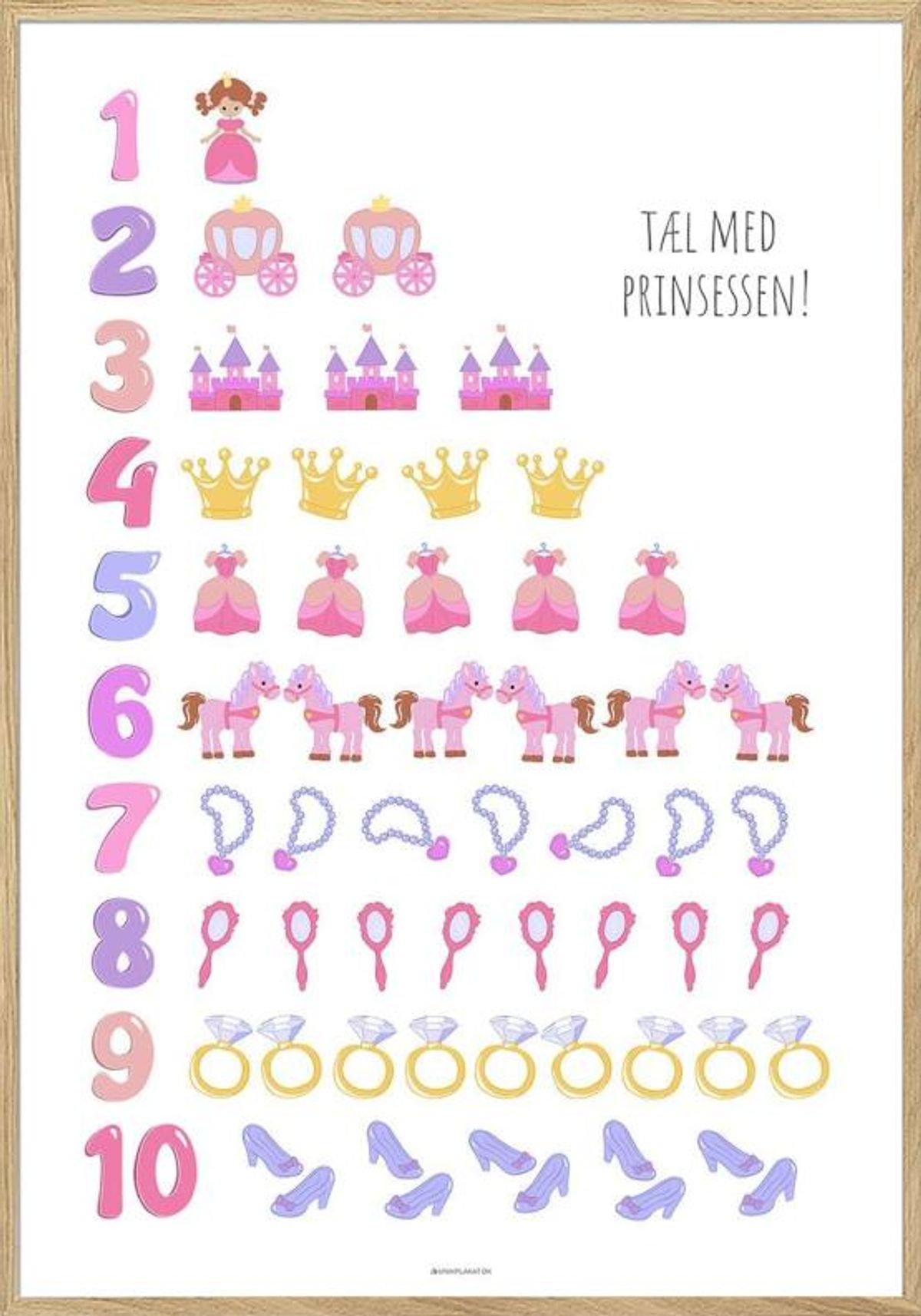 Talplakat - tæl med prinsessen