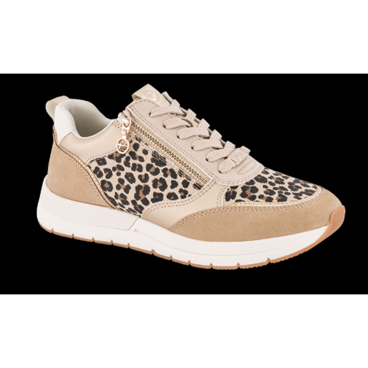 Tamaris - Sneaker m/lynlås, 76-1039 - Ivory/leo - 41