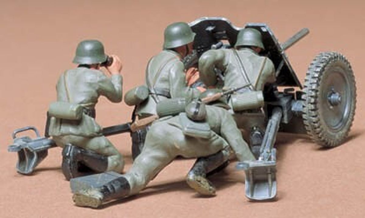 Tamiya - German 37 Mm Anti-tank Gun Kanon Med Figurer - 1:35 - 35035