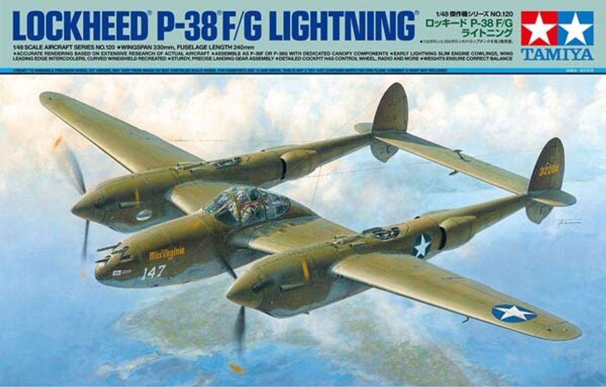 Tamiya - Lockheed P-38f/g Lightning Fly Byggesæt - 1:48 - 61120