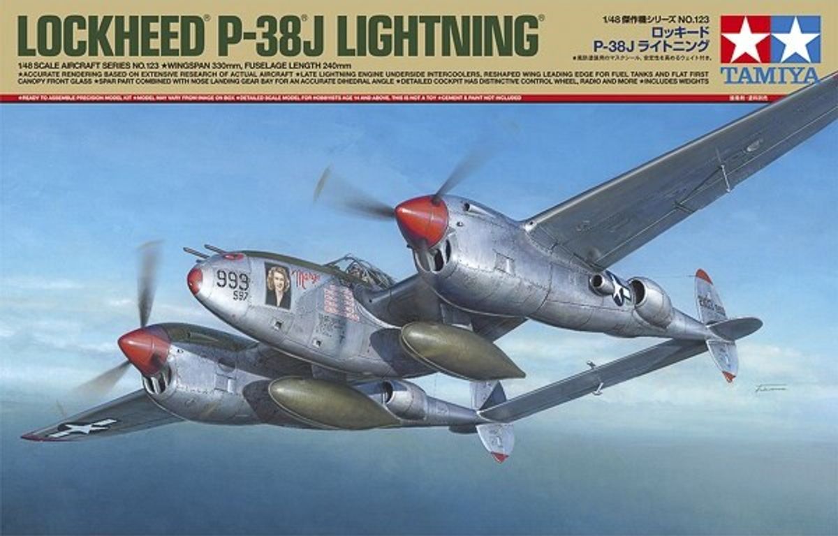 Tamiya - Lockheed P-38j Lightning Fly Byggesæt - 1:48 - 61123