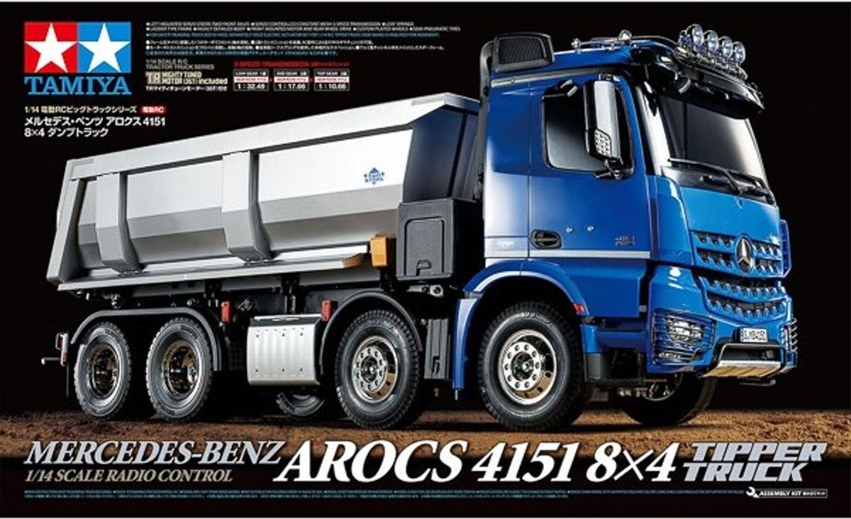 Tamiya - Rc Mercedes Arocs 4151 8x4 Tipper Truck Fjernstyret Lastbil Byggesæt - 1:14 - 56366