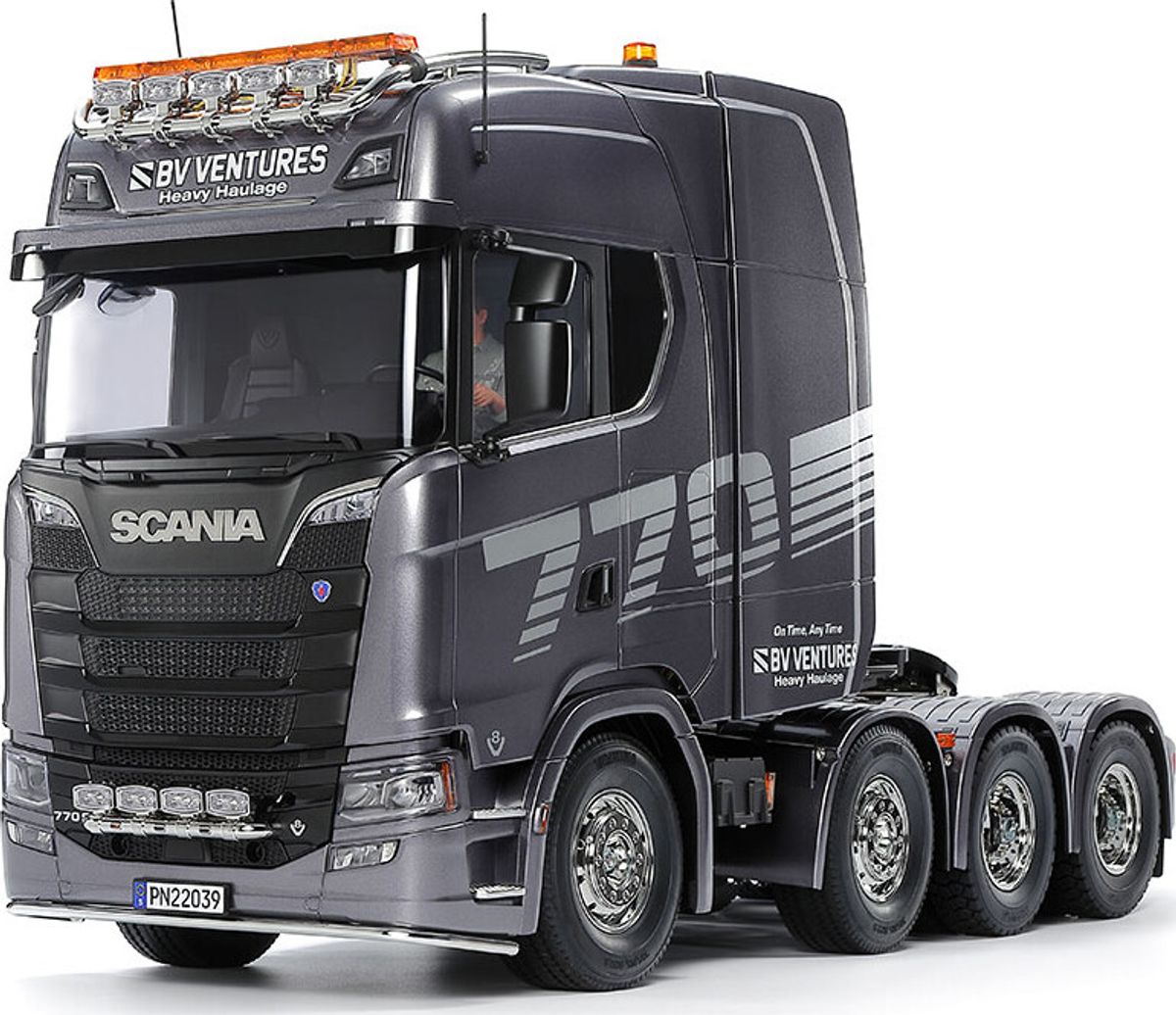 Tamiya - Rc Scania 770s 8x4/4 Gun Metal Fjernstyret Lastbil Byggesæt - 1:14 - 56376