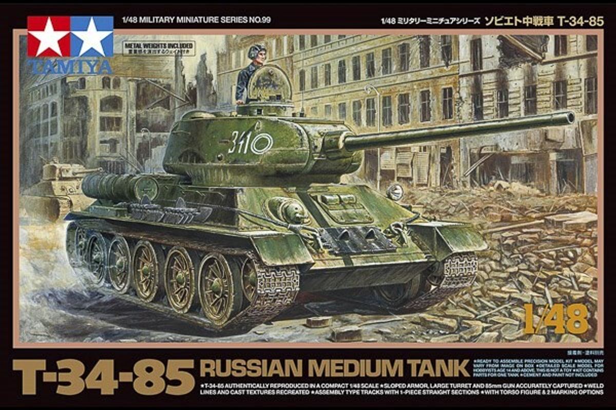 Tamiya - T-34-85 Russian Medium Tank Byggesæt - 1:48 - 32599