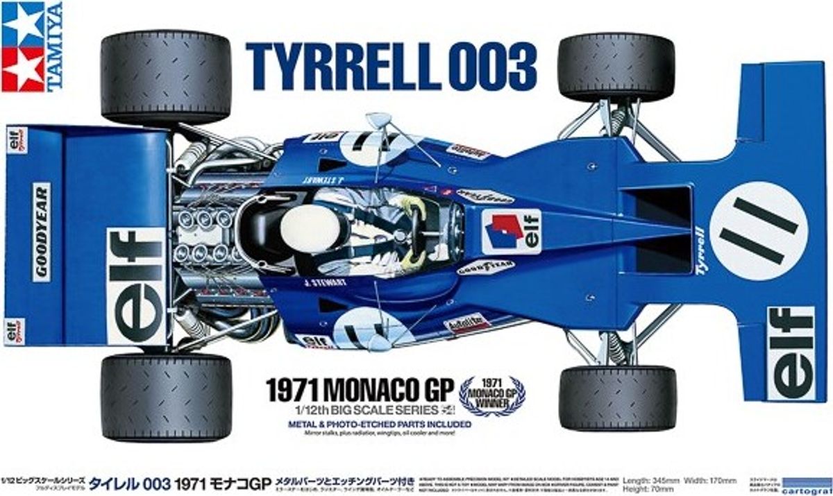 Tamiya - Tyrrell 003 1971 Monaco Gp Bil Byggesæt - 1:12 - 12054