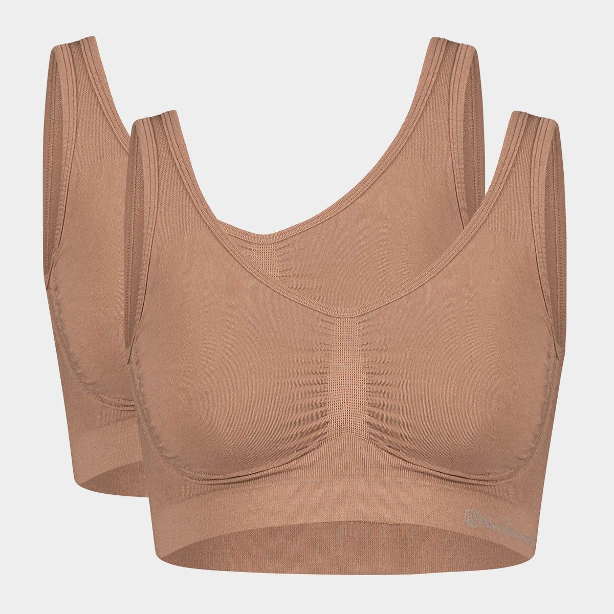 Tan nude bambus BH uden bøjle og polstring i flot 2 pak fra Bamboo Basics, S