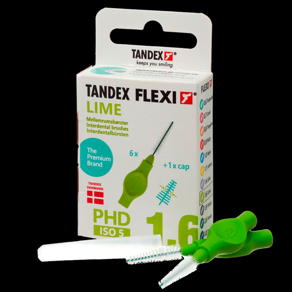 TANDEX Flexi Mellemrumsbørste Lime PHD 1.6/ISO 5 6 stk