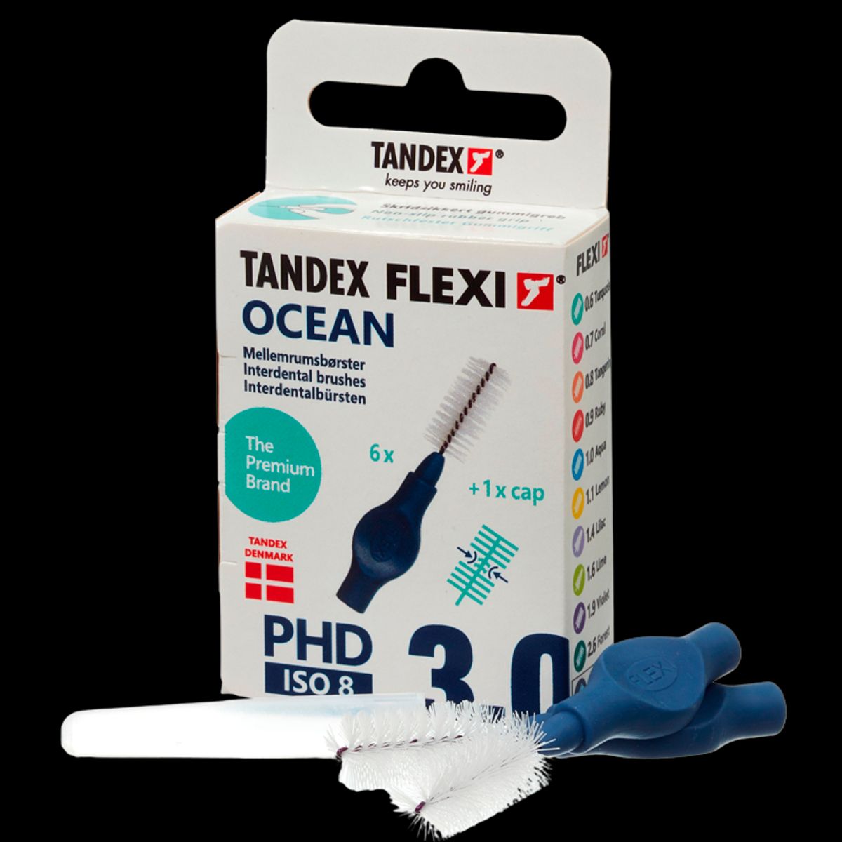 TANDEX Flexi Mellemrumsbørste Ocean PHD 3.0/ISO 8 6 stk