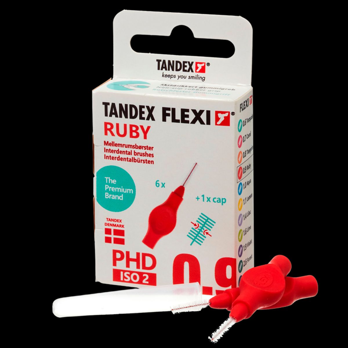 TANDEX Flexi Mellemrumsbørste Ruby PHD 0.9/ISO 2 6 stk