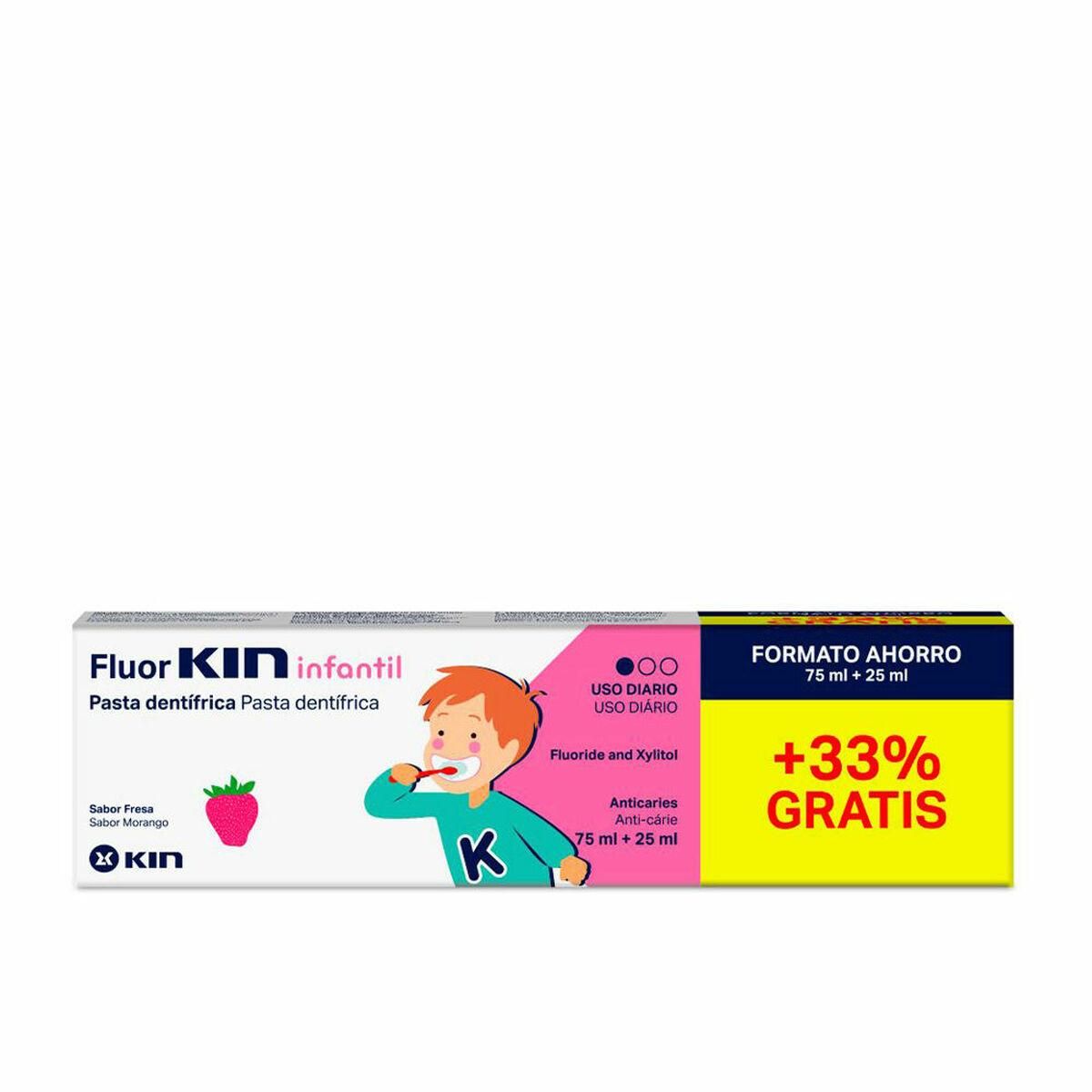 Tandpasta Kin Fluorkin Jordbær 25 ml