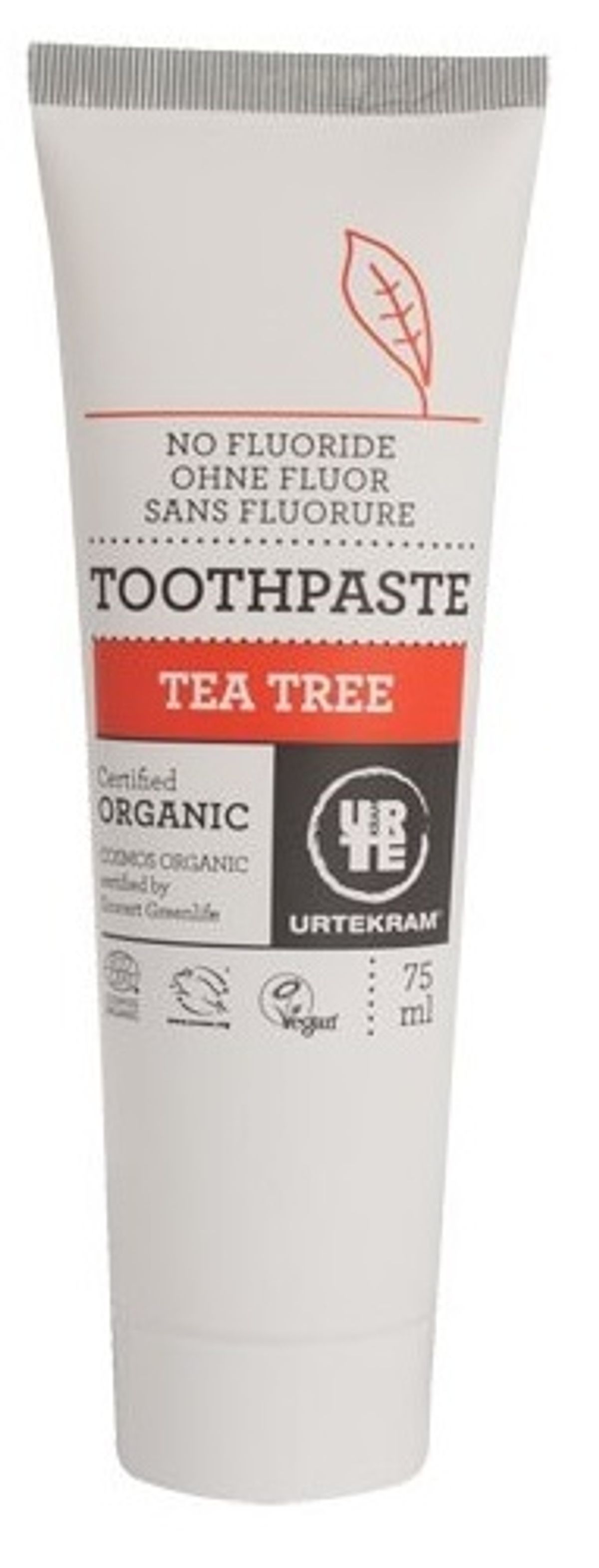 Tandpasta m. tea-tree u. fluor, 75ml.