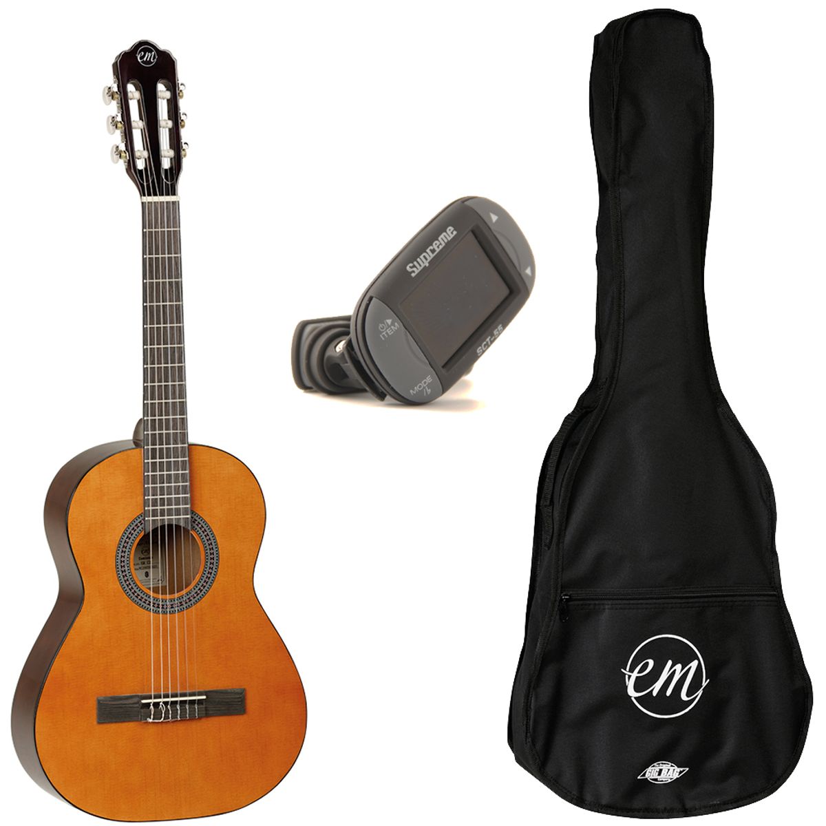 Tanglewood EMC2 3/4 Klassisk Børne Guitarpakke - Natur