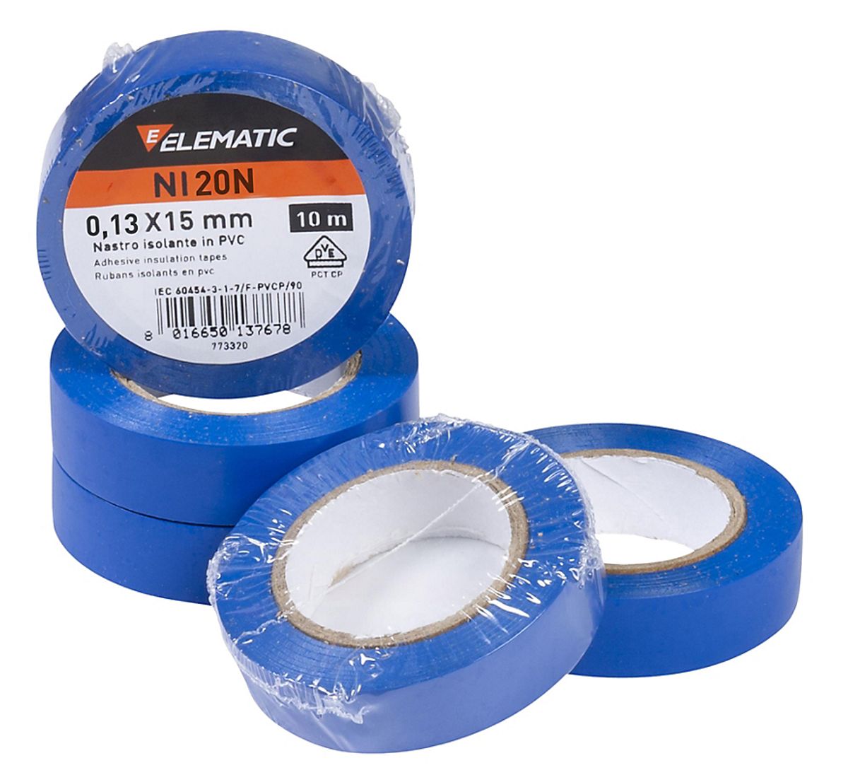 Tape 15mmx10m EM PVC isolerbånd, blå, NI-20BL