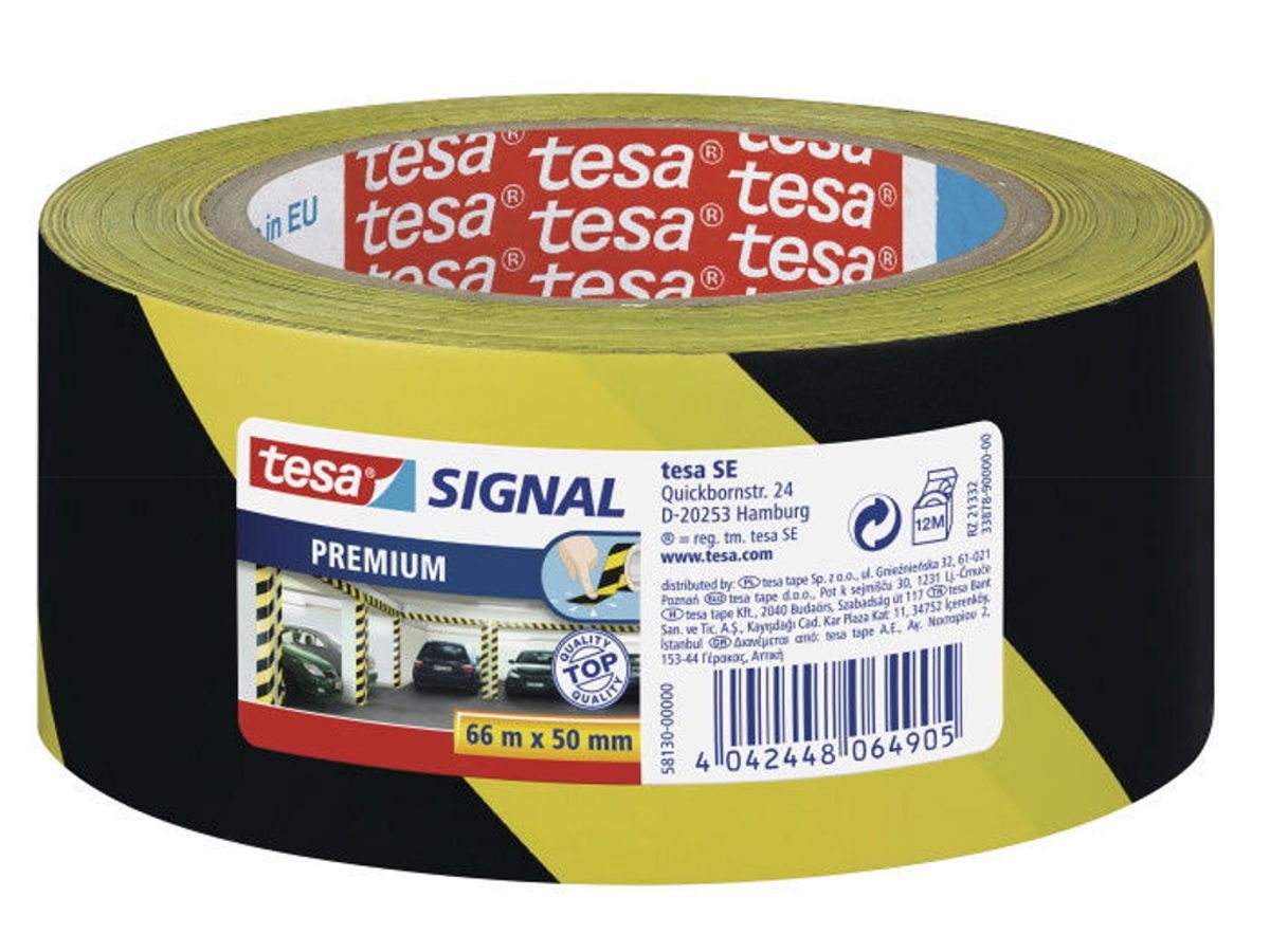 Tape Advarsel Gul/sort PVC 48mmx66mtr