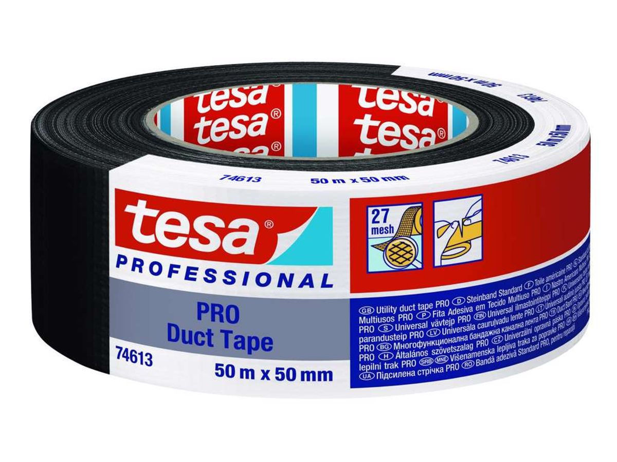 Tape Tesa Lærred 50 mm x 50 Meter Sort