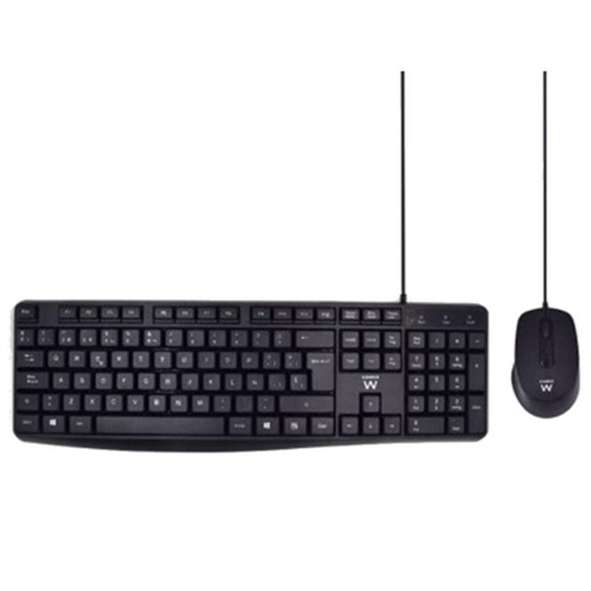 Tastatur og mus Ewent EW3006 Sort Spansk qwerty